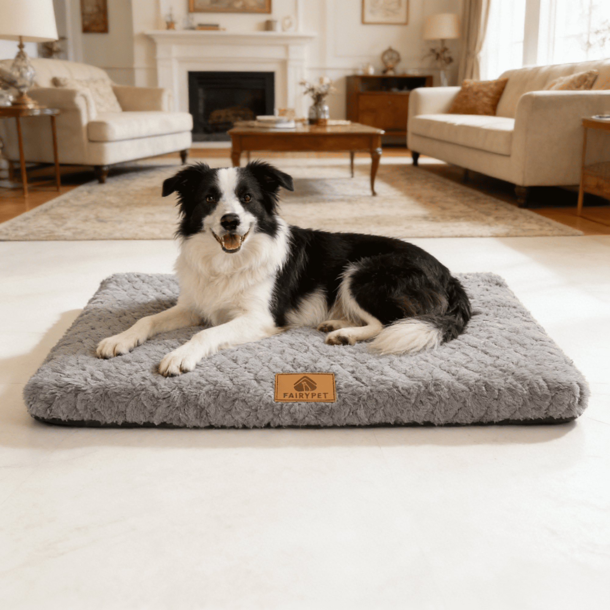 Washable Dog Bed with Egg Crate Foam, Plush Kennel Pad & Dog Crate Mat, Non-Slip Orthopedic Sleeping Mat for Large & Giant Dogs, Removable Cover, Gray, XL (41.3"x25.6"x2")