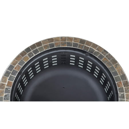 Fire Sense - Alpina Round Slate Top Fire Pit - Black