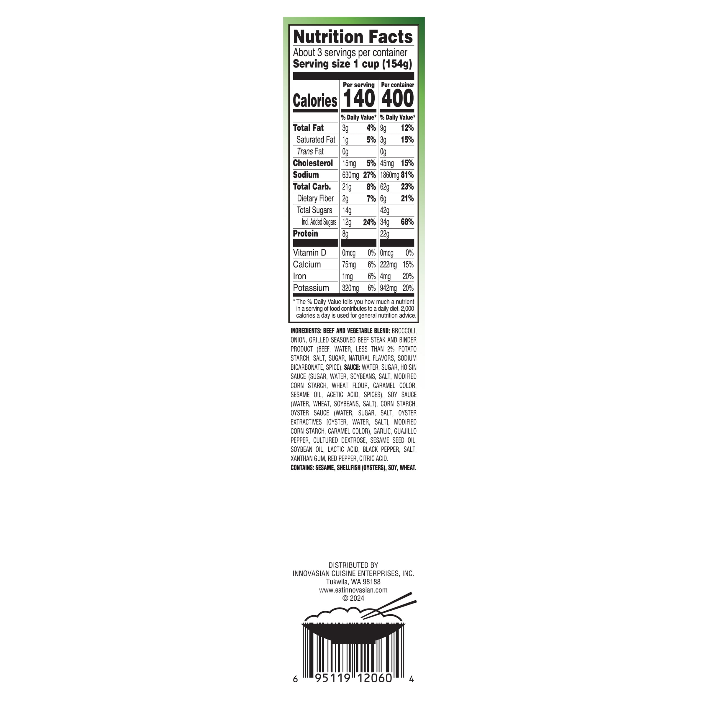 InnovAsian Beef & Broccoli, 16 oz (Frozen Meal)