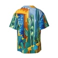 thumbnail image 6 of Lsque Bright Paper Cactus Scene print Men's Cuban Collar Short Sleeve Shirt Summer Beachwear Casual Button Down Fashionable Vacation Leisure Shirt-4X-Large, 6 of 7