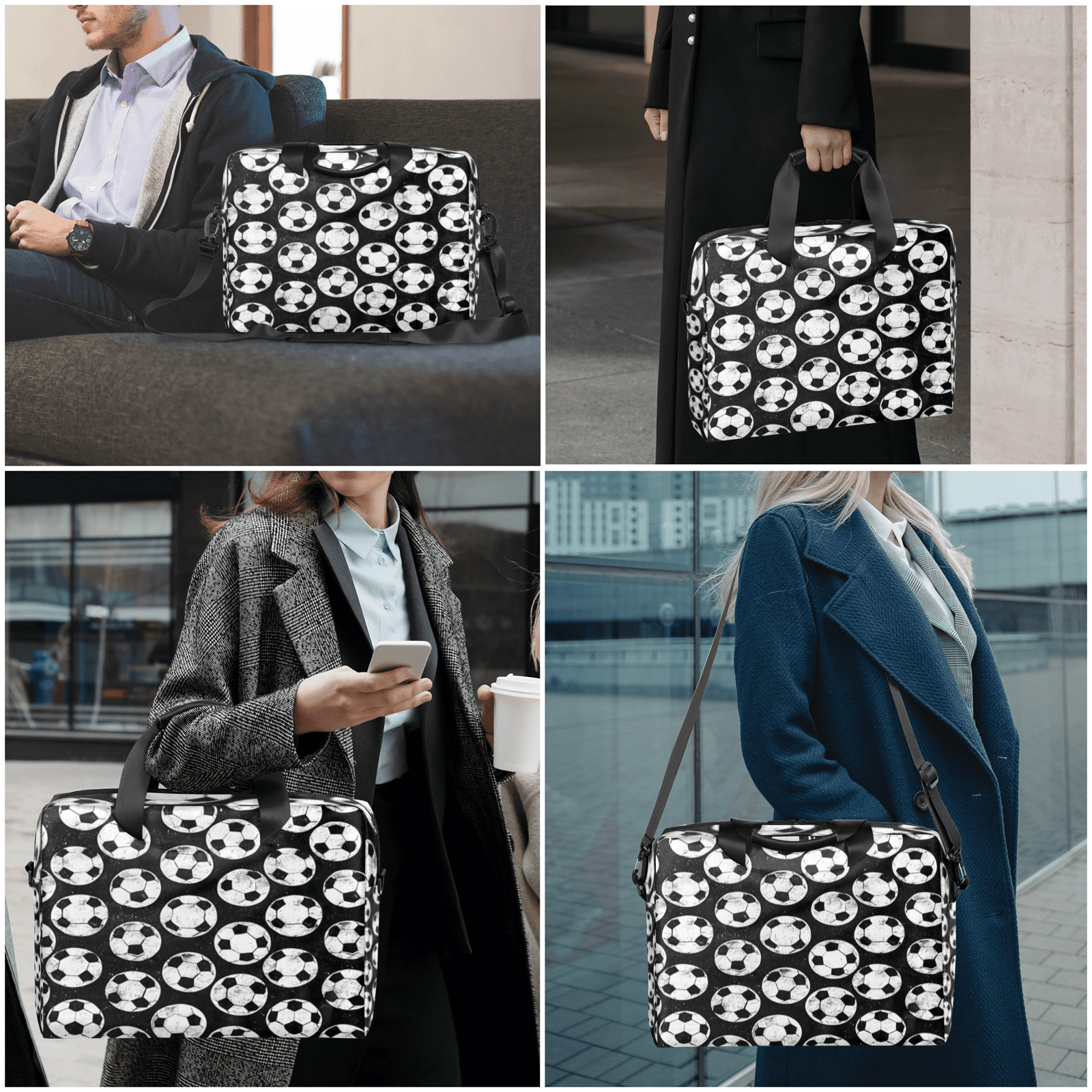 Herdesigns Soccer Ball Laptop Bag for Women Men, Computer Case Briefcase Messenger Bags, 15-15.6 inch Laptop Sleeve Shoulder Bag