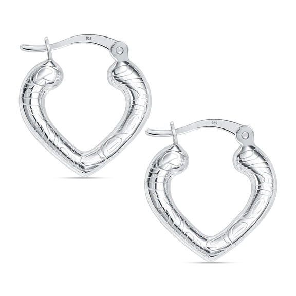 LeCalla 925 Sterling Silver Heart Hoop Earrings for Women Jewelry