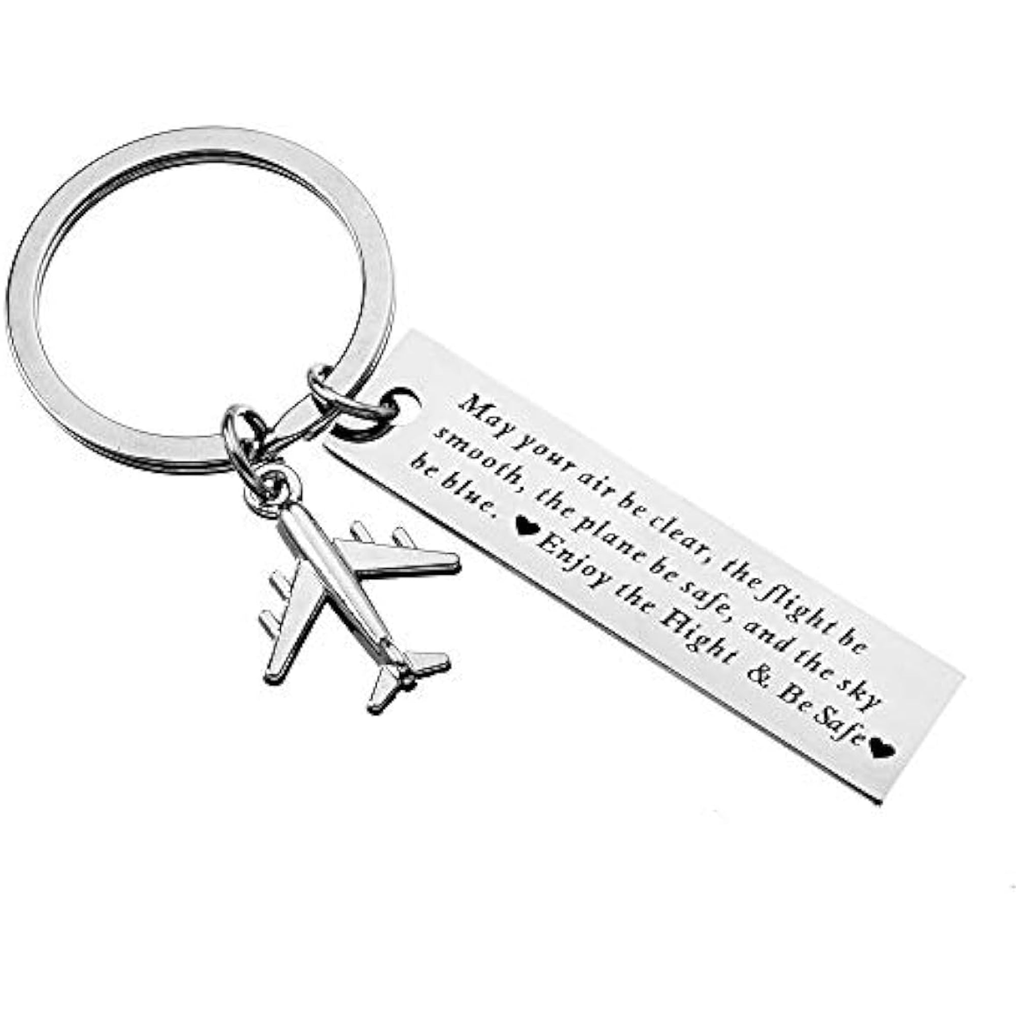 Fly Safe Pilot Keychain Gifts for Women Men May Your Air be Clear Key Chain for Grandson Daughter Flight Attendant Staff Fly Safe Gift for Friends Traveling Gifts Key Rings