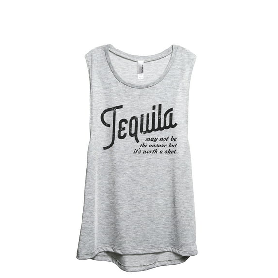 Tequila Worth The Shot Women's Fashion Sleeveless Muscle Workout Yoga Tank Top Sport Grey X-Large