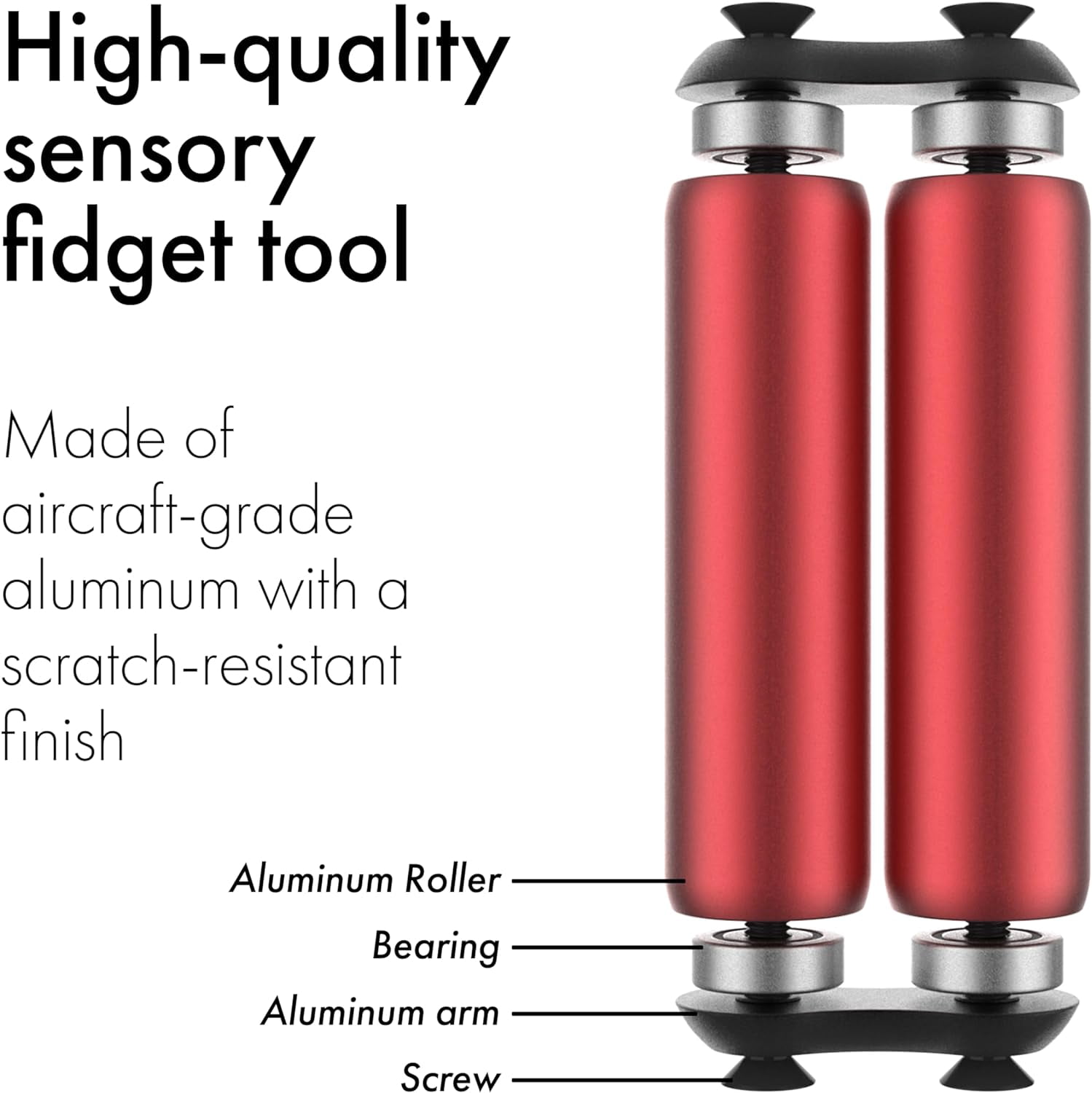 Red Aluminum Junior ONO Roller - Handheld Fidget Toy for Adults | Help Relieve Stress, Anxiety, Tension | Promotes Focus, Clarity | Compact, Portable Design