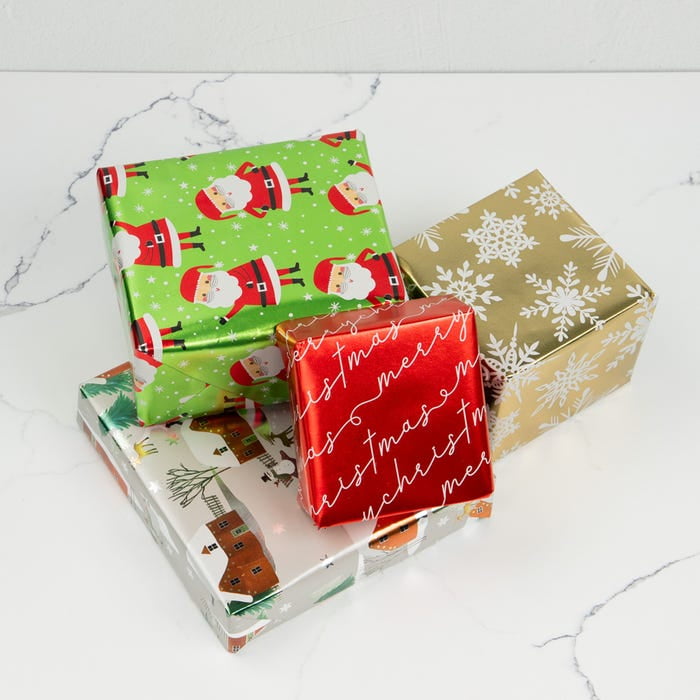 JAM Paper Holographic Christmas Gift Wrap Papers, Multicolor, (4 Rolls) 25 Sq ft.