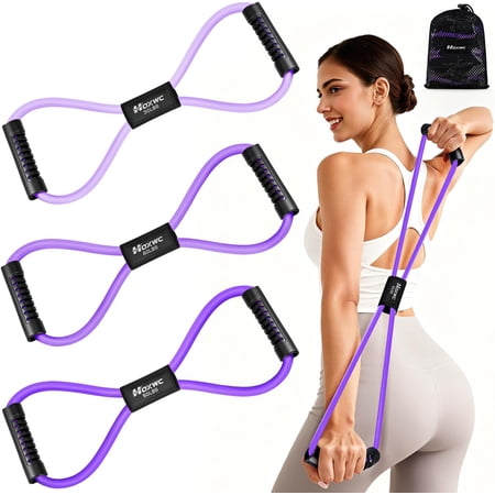 JJEAN-Resistance Bands, Figure 8 Resistance Band, Exercise Bands with Handles, Weights Workout Bands for Arms, Back, Shoulder, Leg, Physical Therapy, Pilates, Home Workout Equipment That Replace Dumb