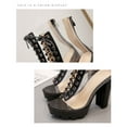 thumbnail image 5 of Vintage Clear High Heel Combat Boots for Women Christmas Party Open Peep Toe Transparent Platform Chunky Heels Mid Calf Ankle Booties, 5 of 8