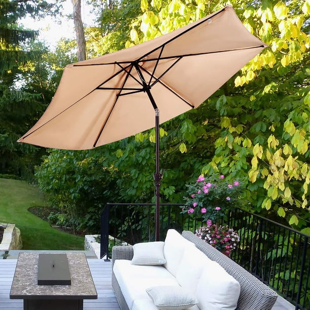costway-adjustable-9ft-wooden-patio-umbrella CASUNER 9ft Wooden Umbrella, Outdoor Patio Umbrella, Wood Market Umbrella, Patio Umbrella Wood Pole with Pulley Lift for Garden, Yard, Deck, Pool, Market (GREEN) : Patio, Lawn & Garden section design also allows for quick assembly into a compact size 9.5 Feet Pulley Lift Round
