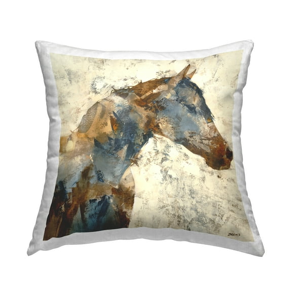 Stupell Industries Abstract Farm Horse Rural Rustic Animal Portrait Design by Scott Brems Throw Pillow