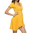 thumbnail image 3 of HUBERY Women Deep V Neck Ruffle Short Sleeve Mini Dress, 3 of 7