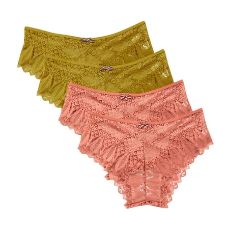 Arnsht Sexy Cheeky Panties for Women Mesh Seamless Lace Criss Cross Bikini Underwear Breathable Wicking Briefs 4 Packs Multicolor#12 M