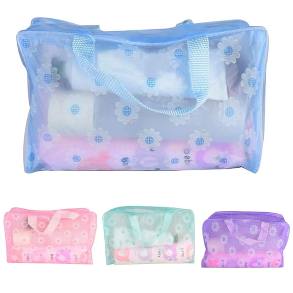 Zhaomeidaxi Portable Waterproof Cosmetic Bags PVC Transparent Zippered Toiletry Bag with Handle Strap Portable Clear Makeup Bag Pouch for Bathroom, Vacation and Organizing
