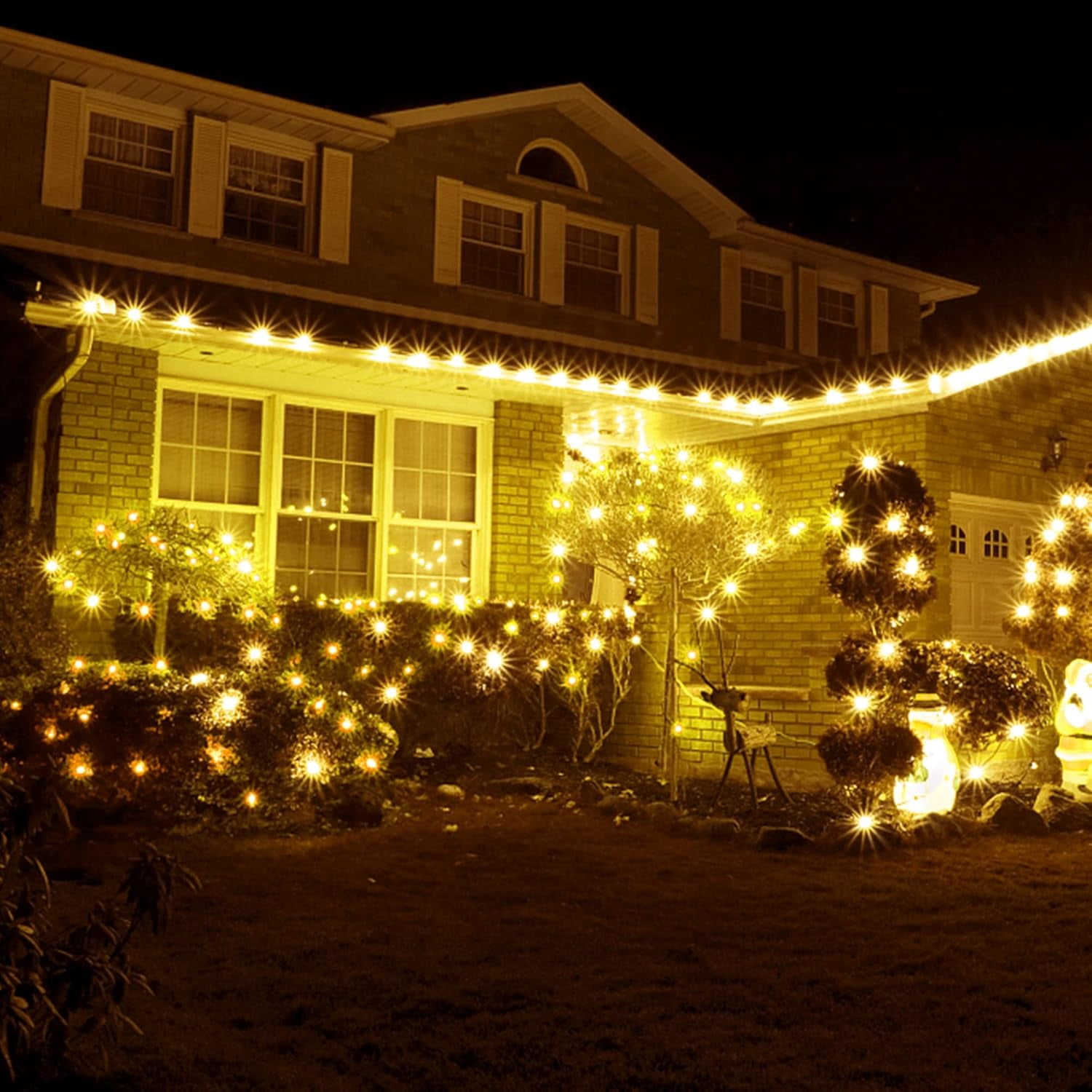 Twinkle Star Christmas Lights, 50 LED 24.5ft Christmas Lights for Christmas Decoration, Connectable Indoor Outdoor Strawberry String Lights for Patio & Holiday Parties, Warm White