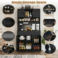 thumbnail image 2 of Lumiinofami 72.8" Kitchen Pantry Cabinet, Microwave Hutch with Charging Station, DIY Pegboard, 5 Fluted Doors, 2 Drawers, Adjustable Shelves for Kitchen, Dining Room, Living Room, Black, 2 of 10