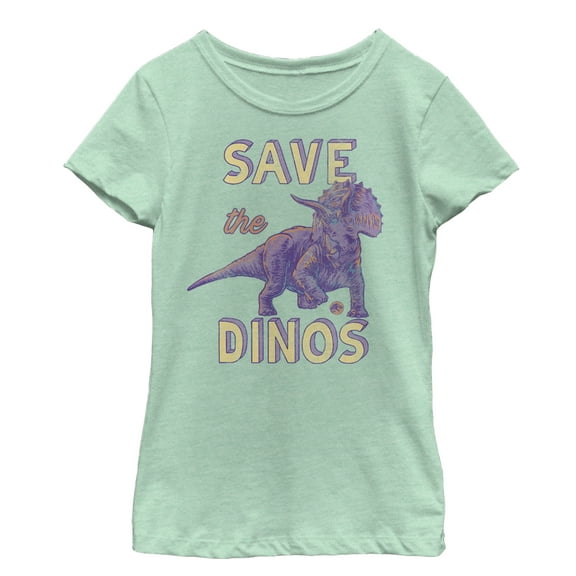 Girl's Jurassic World Triceratops Save Dinos Graphic Tee Mint X Small