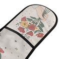 thumbnail image 4 of Yayeee Double Oven Mitt Kitchen Heat Resistant Baking 35" x7" Quilted Glove, Beige Cute Flower, 4 of 6