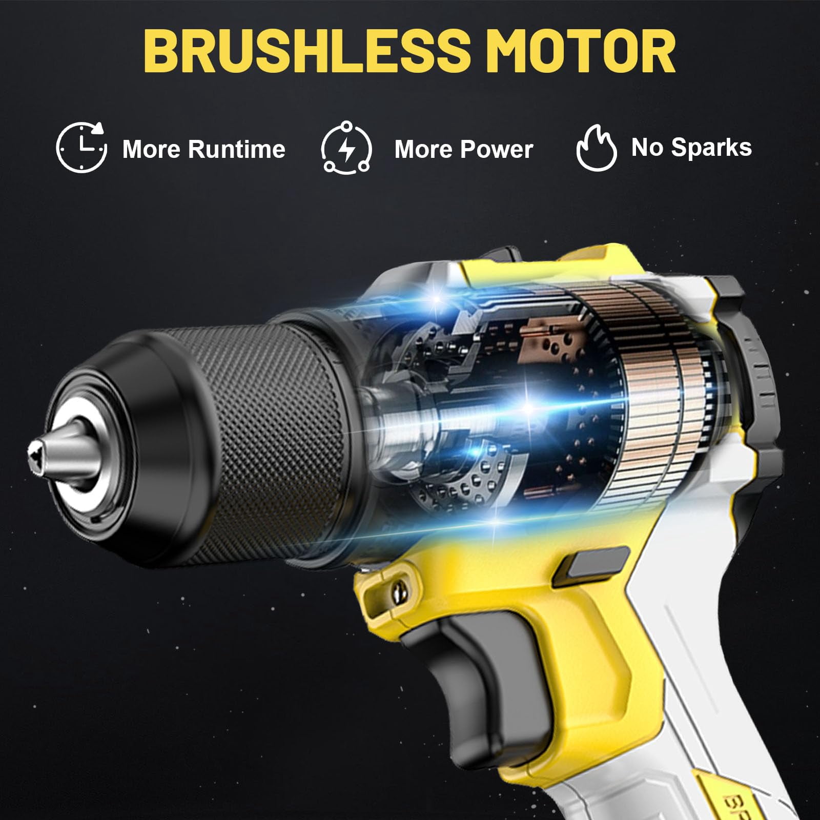 DOCLERY 20V Brushless Cordless Drill, Electric Power Drill Set with 1 Battery & Charger, 2 Variable Speed, 442.48 In-lb Torque, 21+1 Position and 34pcs Drill/Driver Bits