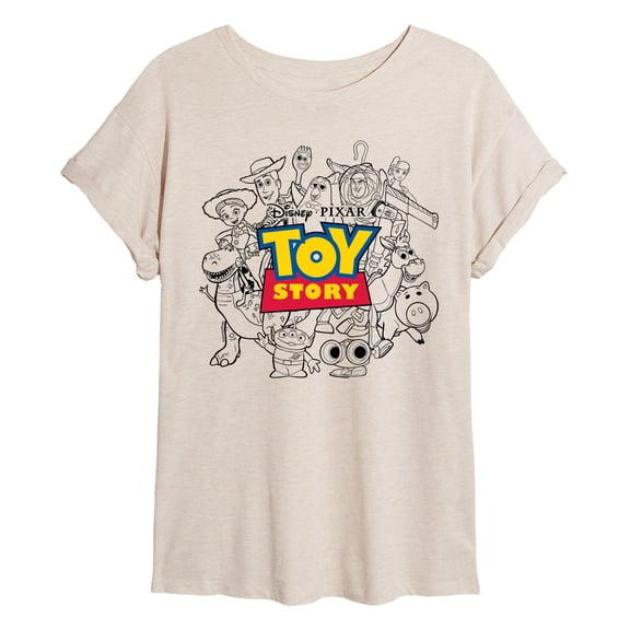 Toy Story - Toy Story Character Collage - Juniors Oversized Graphic T-Shirt
