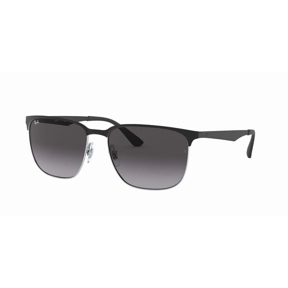 RAY-BAN RB3588 RB3588 Square Shape Sunglasses Polished Black On Gold Frame | Grey Lens 55mm