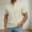 Beige, variant on Cotton Linen Mens Shirts Solid Short Sleeve Henley Summer Shirts Button Pullover with Pocket Relaxed Fit Yellow Tops