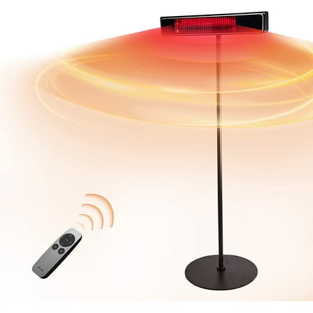EAST OAK 1500W 2-in-1 Infrared Electric Patio Heater with Remoter,3 Heat Modes & 24h Timer, Super Quite Instant Heating Waterproof Suitable for Indoor and Outdoor Use