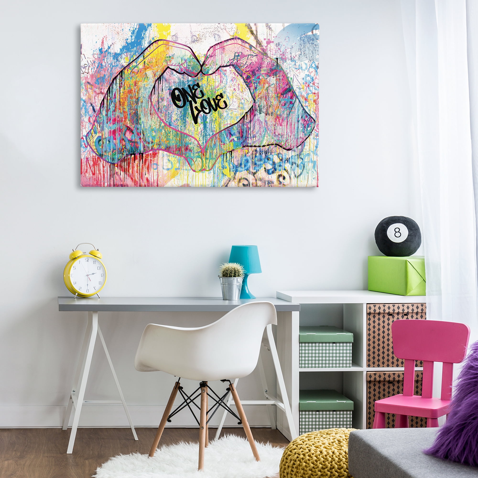 Stupell Industries Urban One Love Heart Symbol Typography Painting Gallery Wrapped Canvas Art Print Wall Art, 45 x 30