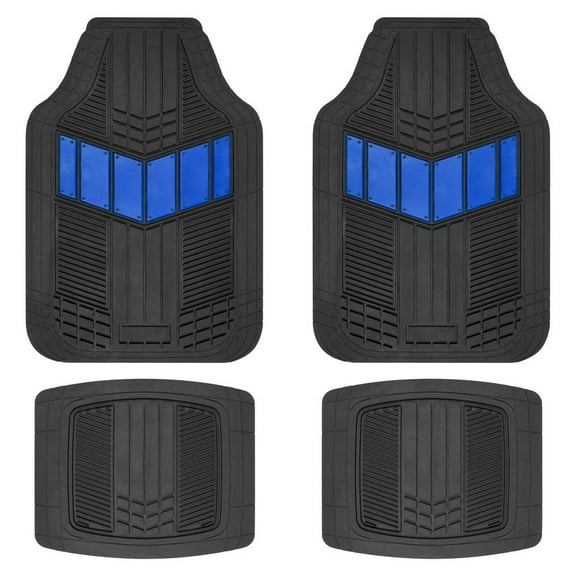 Motor Trend Heavy Duty Blue 2-Tone Mats 4pc Rubber Floor Mats