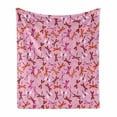 thumbnail image 1 of Insect Soft Flannel Fleece Blanket, Natural Theme Colorful Dragonflies Pattern Flying Insects Repetition, Cozy Plush for Indoor and Outdoor Use, 50" x 60", Baby Pink Orange Hot Pink, by Ambesonne, 1 of 6