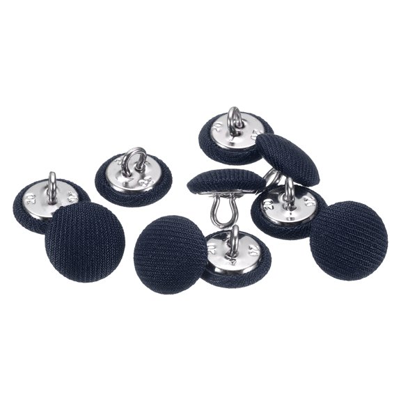 Uxcell 10pcs 20L Fabric Cloth Covered Button 12.5mm 1/2" Round Metal Shank Satin Sewing DIY Craft Buttons for Bridal Wedding Suits Dress Blouses Sweaters, Navy Blue