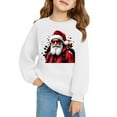 thumbnail image 4 of PMVFHDE Chandail à Capuchon et Chandails en Molleton pour Filles Imprimé Manches Longues Col Rond avec Poche Chandail Confortable Doux Décontracté pour Enfants Saison des Fêtes Blanc, 3-4 Ans, 4 of 4