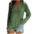 thumbnail image 2 of GaThRRgYP Workout Tops for Women,Womens tops V Neck Plus,Fashion Women's Casual Long Sleeve V-Neck Solid Ladies Tops Blouse, 2 of 4