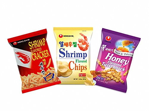 Nongshim Assorted Snack Pack Spicy Shrimp, Shrimp Snack, Honey Twist 3 Pack by Nongshim