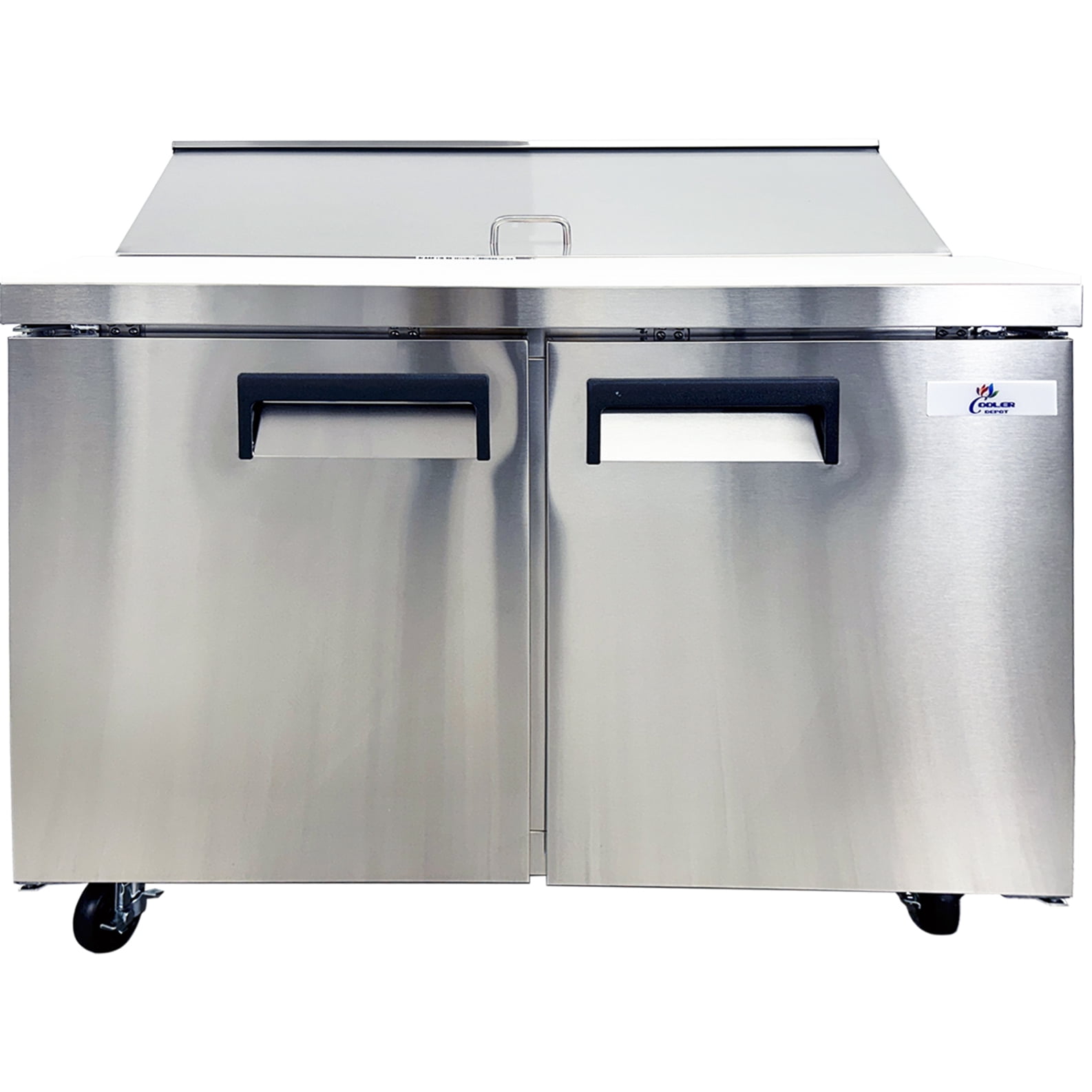 47" Commercial Sandwich & Salad Prep Refrigerator with 2 Doors, Refrigerated Ingredient Rail, 115V