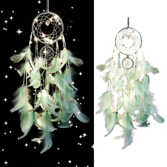 ZHANQUNE Dream Catcher Wall Hanging, Handmade Boho Decor with Moon Sun Star, Feathered Pendant for Bedroom, Living Room, Wedding, Nursery - Wall Decor, No Lights Included