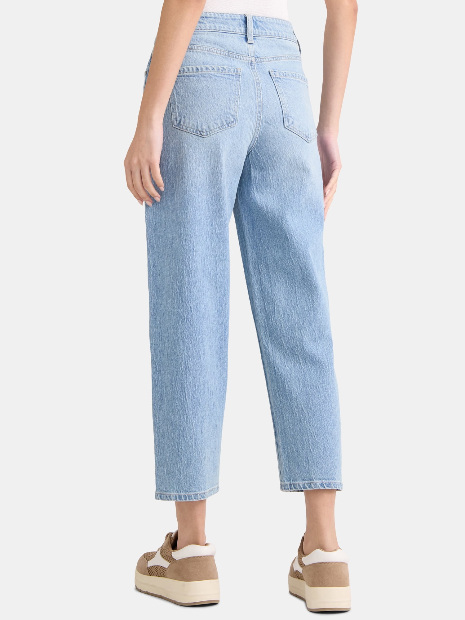 Time and Tru Women's High Rise Barrel Jeans, 26.5" Inseam, Sizes 0-22