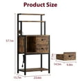 thumbnail image 3 of Tookss Bakers Rack with Power Outlet, Industrial Microwave Oven Stand with Shelves, Kitchen Sideboard Buffet Cabinet with 2 Drawer, 5-Tier Kitchen Bakers Rack Rustic Brown, 3 of 10