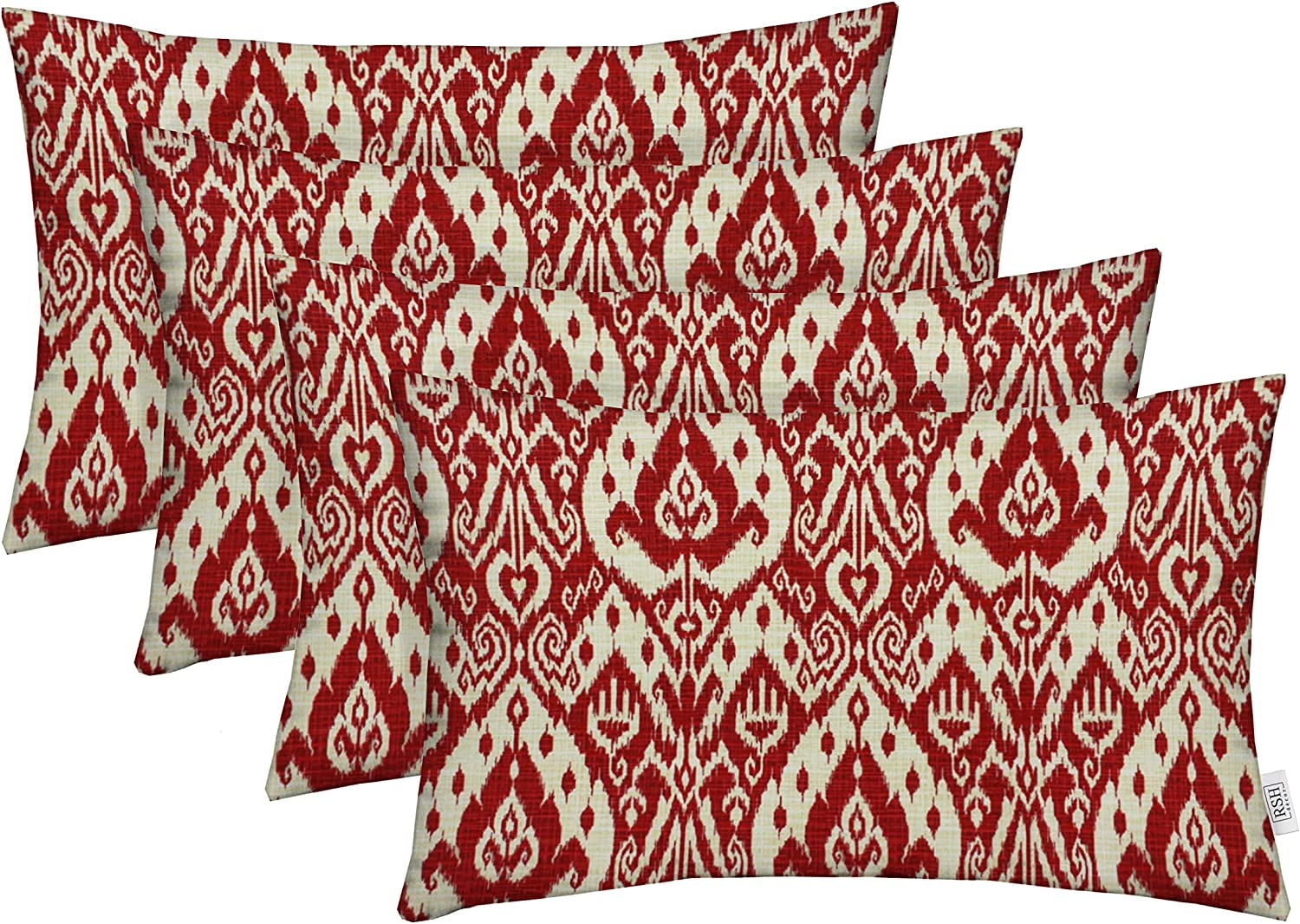 RSH Décor Indoor Outdoor Set of 4 Pillows, 26" x 16", Ashmore Red