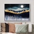 thumbnail image 3 of PixonSign Framed Canvas Print Wall Art Gold Blue Moonlight Mountain Forest Nature Wilderness Illustrations Modern Art Rustic Zen Landscape Colorful - 24"x36" White, 3 of 5