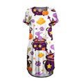 thumbnail image 4 of MEICHEN Halloween Pumpkin Print Sleep Dress for Women Casual Short Sleeve Crewneck Nightgown Summer Fall Fashion Loose Loungewear, 4 of 4