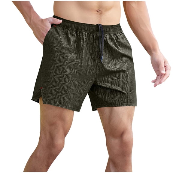 Enjoytime Athletic Shorts for Men Solid Color Breathable Baggy Casual Running Workout Shorts with Pocket and Drawstring Army Green M