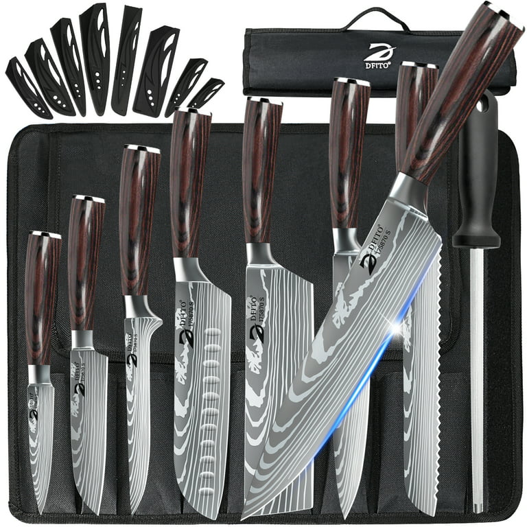 MDHAND 9-Piece Kitchen Knife Set, Stainless Steel Professional Cutlery  Knife with Knife Sheaths, Ultra Sharp Kitchen Knives with Knife Storage  Bag