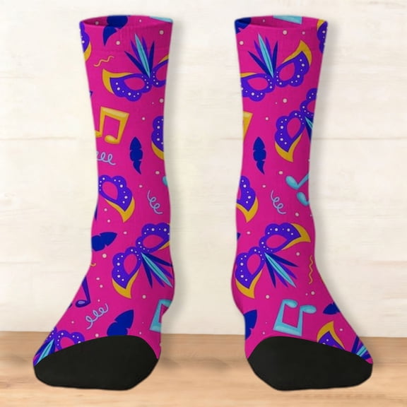 YOZGXEG Compression Socks For Women Soft Animal Knitted Mid-Calf Socks Sweet Patterns Stretchable Polyester 1Pc Blue One Size