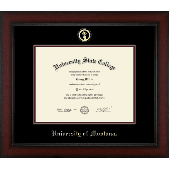 University of Montana Missoula Diploma Frame, Document Size 11" x 8.5"