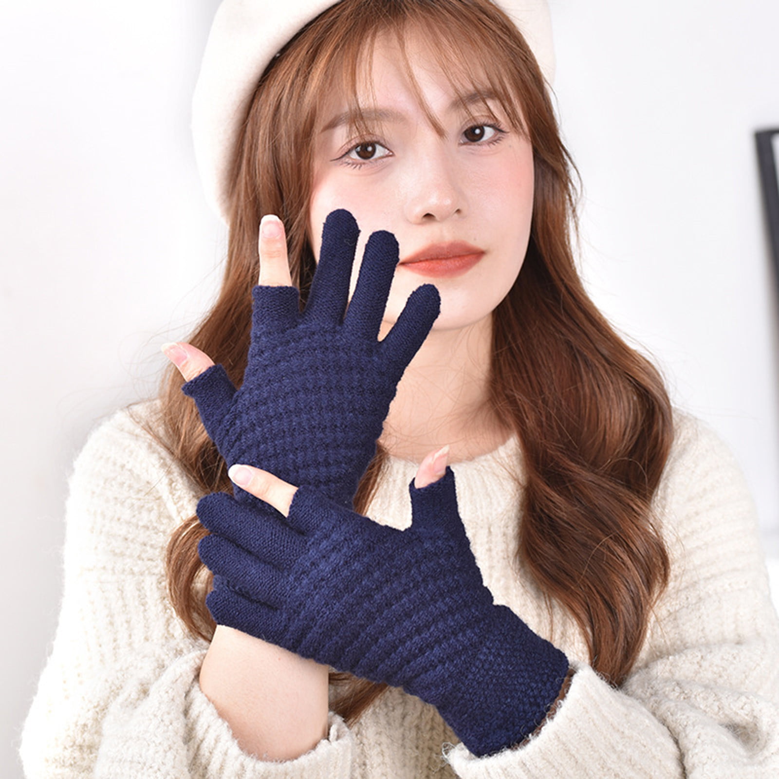 Men Women Touch Screen Gloves Winter Warm Fleece Lined Thermal Knitted Black Glo 