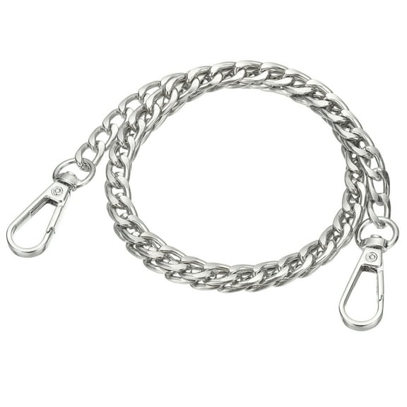 Metal Chain Strap, Flat Iron Replacement Purse Chain Strap for Handbags and DIY Projects, 24" & Silver