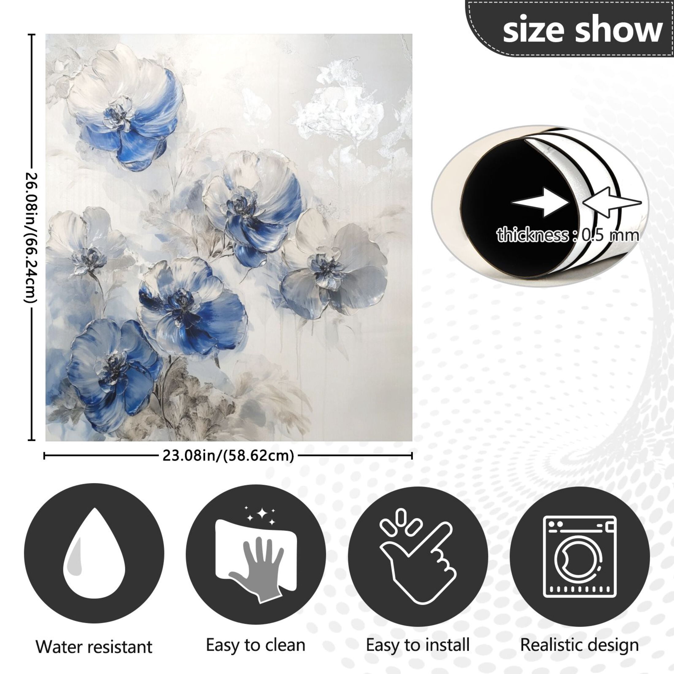 Dishwasher Magnetic Sticker 23x26 Inch Refrigerator Magnetic Sticker Washing Machine Magnetic Sticker Kitchen Panel Magnetic Sticker Home Decor Blue Watercolor Flowers