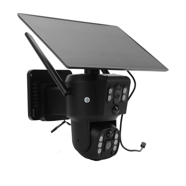 Cámara de Seguridad Solar, Lente Dual IP55 Resistente Al Agua Cámara de Visión Nocturna 4K Resistente Al Agua Para Apartamento