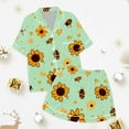 thumbnail image 3 of SXcggal Ensemble de Pyjama Imitation Soie Imprimée pour Filles, Manches Courtes, Mignon, Élégant, Léger, Tenues pour Filles, 3 of 3