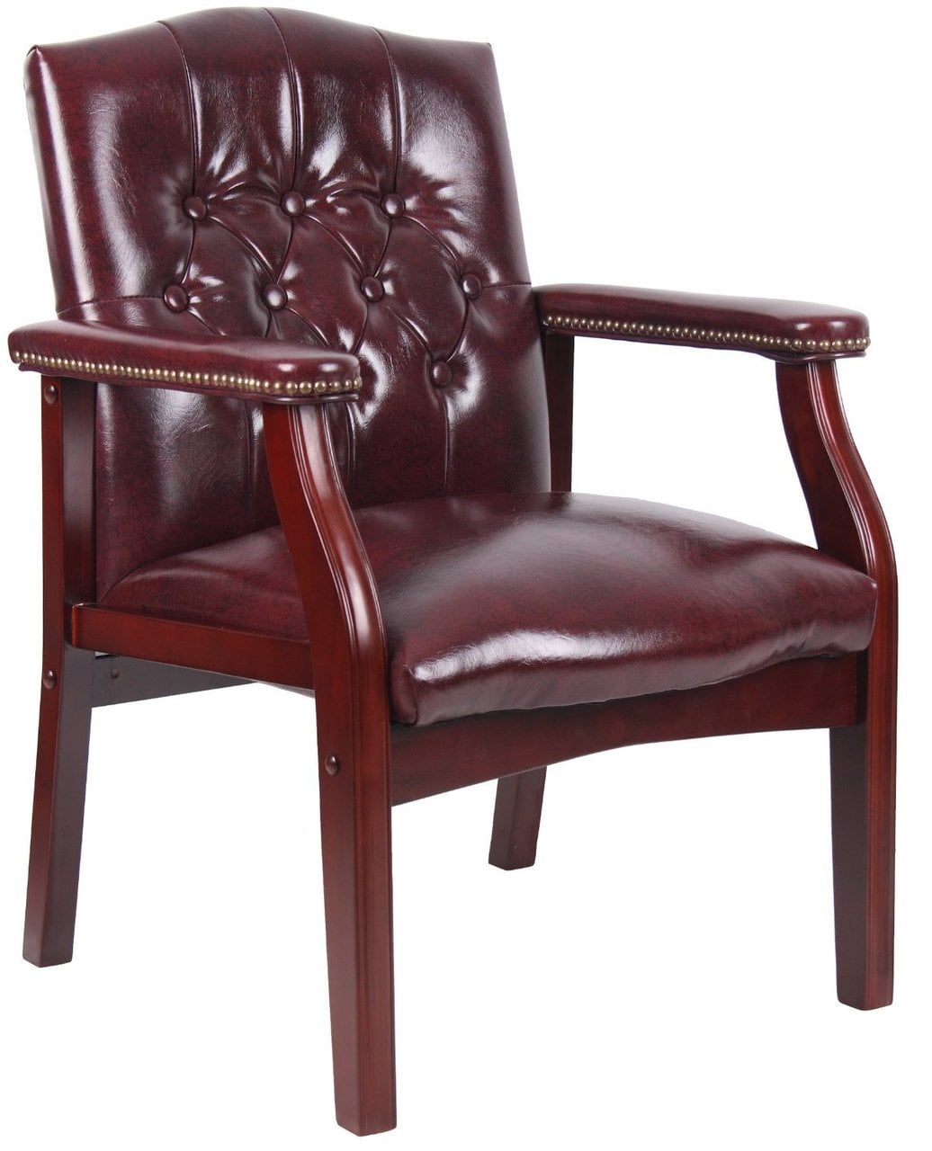 Traditional Burgundy Caressoft Vinyl Guest Chair Conference Room Side